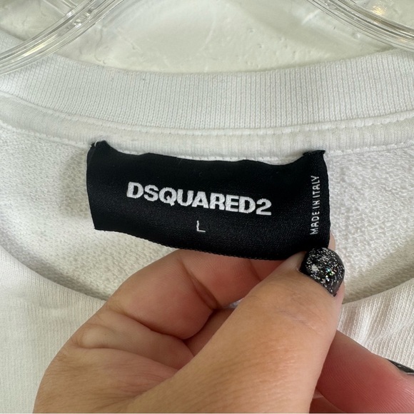 Dsquared2 icon white crewneck made in Italy size large pullover sweater - Picture 6 of 9